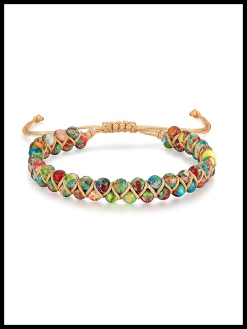 Jasper Bead Chakra Bracelet Adjustable Sliding Knot Boho Gift